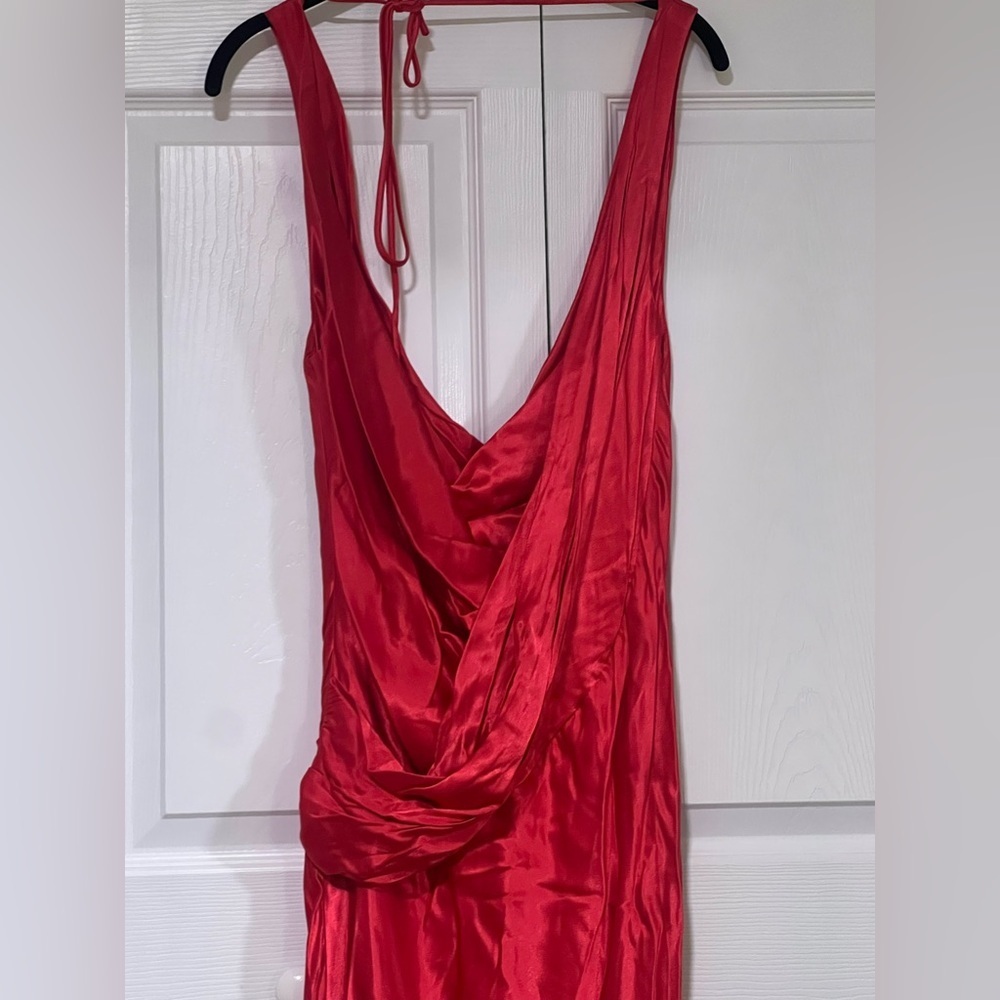 Meshki Ellison Satin Cowl Neck Gown in Red - Picture 5 of 6